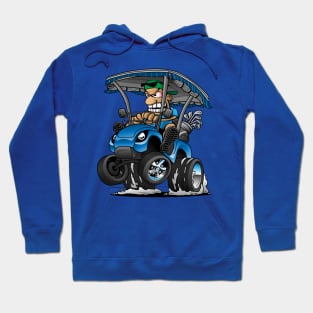 Funny Golf Cart Hotrod Golf Car Popping a Wheelie Cartoon Hoodie